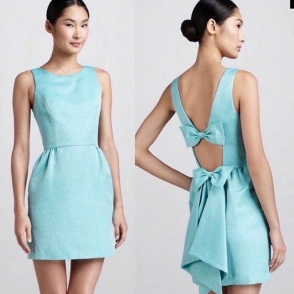 Erin Fetherson Women Mint Sleeveless Big Bow Cutout Back Dress size 10